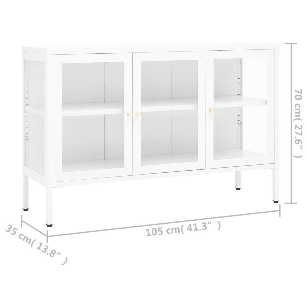 vidaXL Μπουφές Λευκός 105 x 35 x 70 εκ. από Ατσάλι και Γυαλί