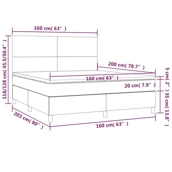 vidaXL Κρεβάτι Boxspring με Στρώμα Taupe 160x200 εκ. Υφασμάτινο