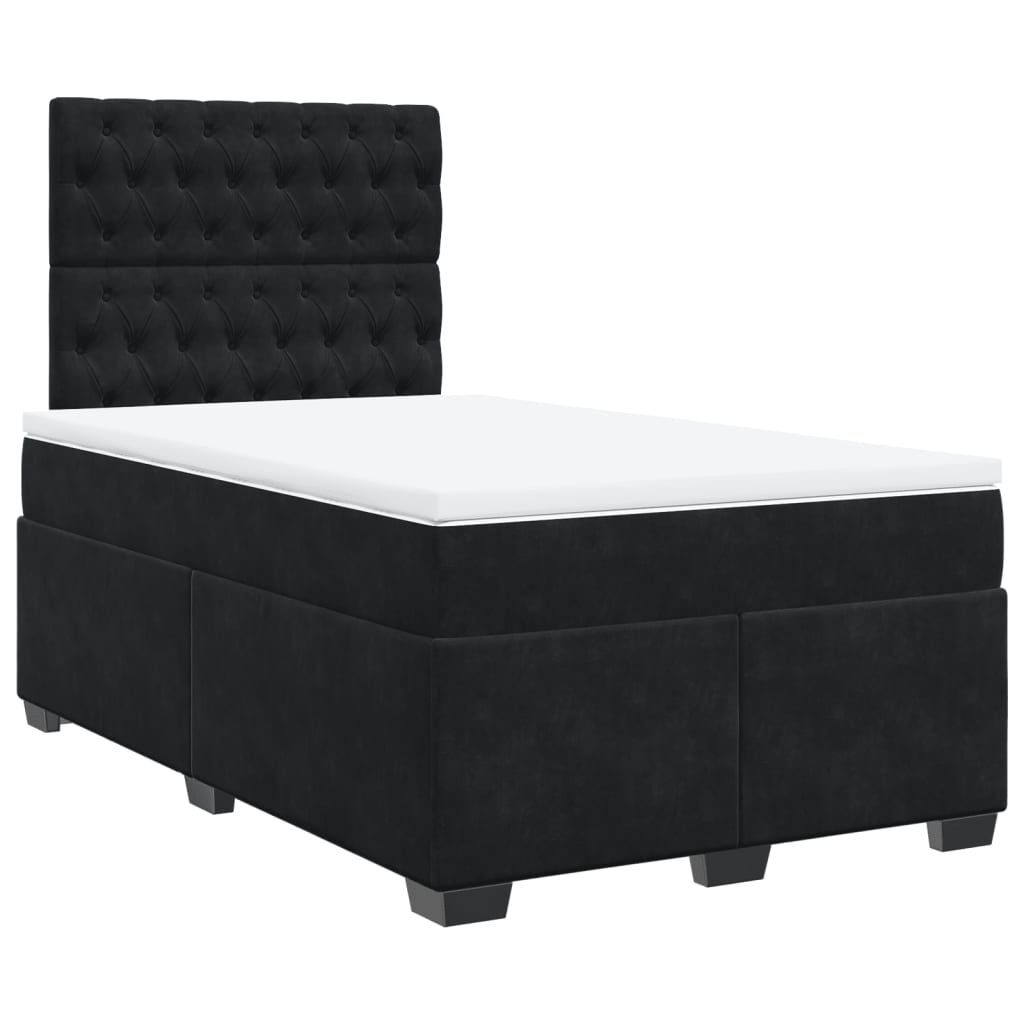 vidaXL Κρεβάτι Boxspring με Στρώμα Μαύρο 120 x 200 εκ. Βελούδινο