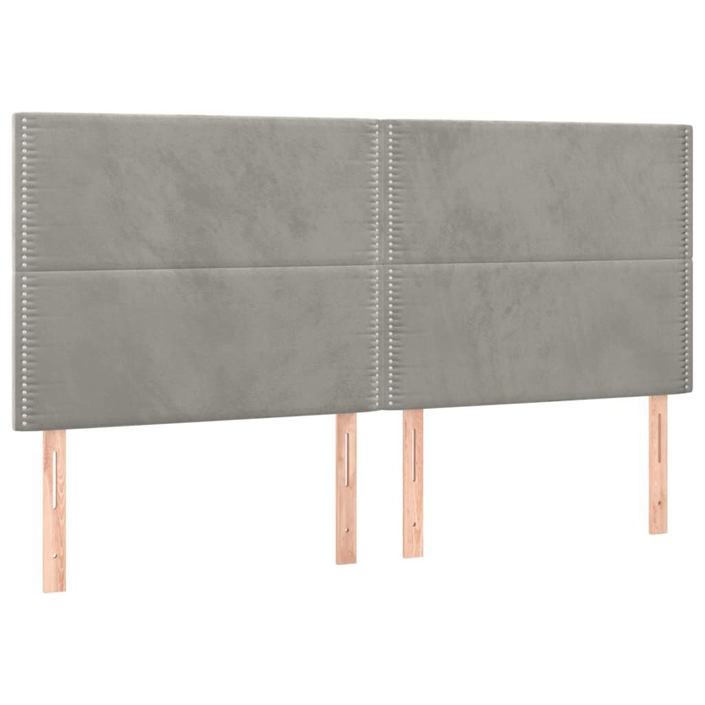vidaXL Κρεβάτι Boxspring με Στρώμα Ανοιχτό Γκρι 200x200 εκ. Βελούδινο