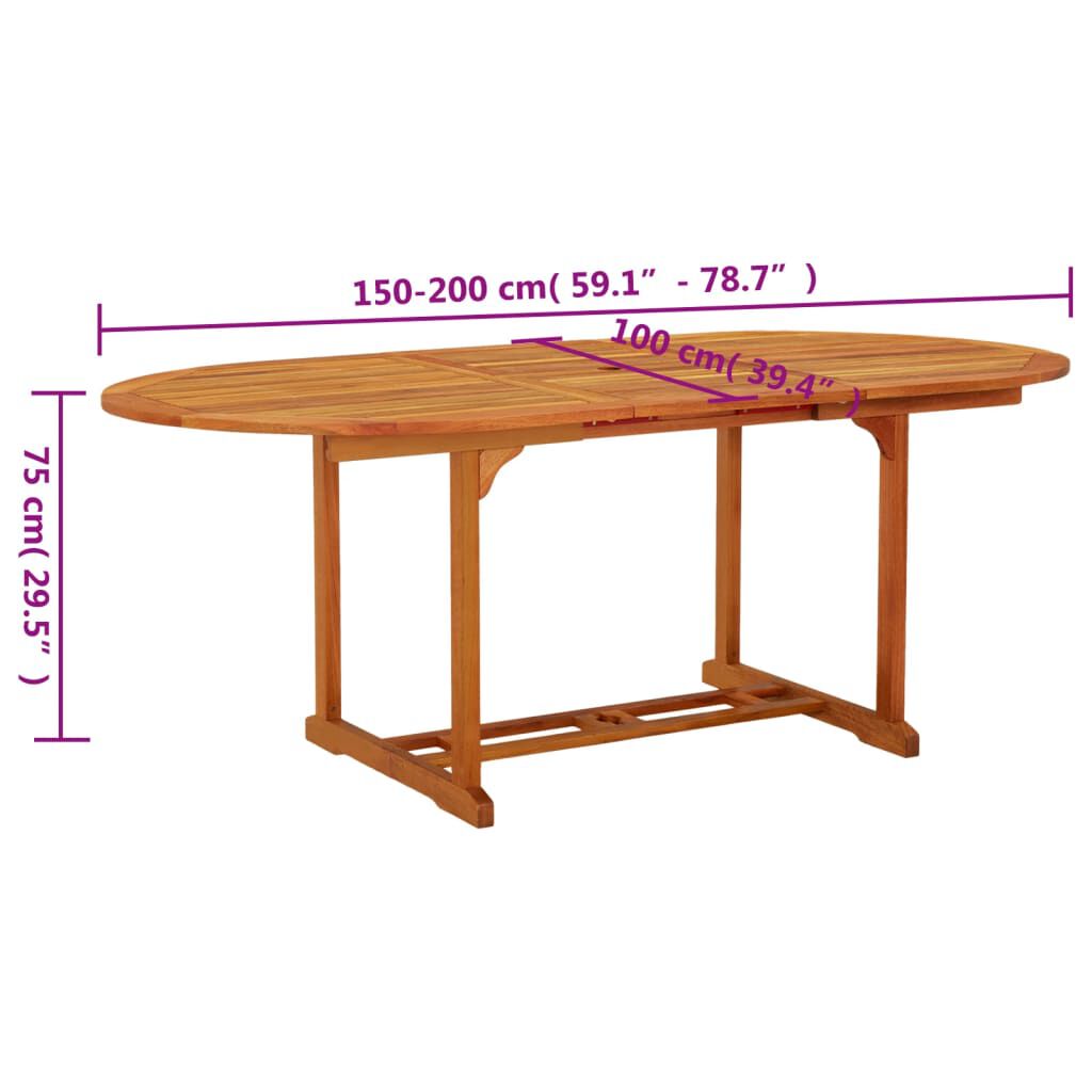 vidaXL Τραπέζι Κήπου 200 x 100 x 75 εκ. από Μασίφ Ξύλο Ευκαλύπτου