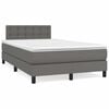 vidaXL Κρεβάτι Boxspring με Στρώμα Γκρι 120x190εκ. από Συνθετικό Δέρμα