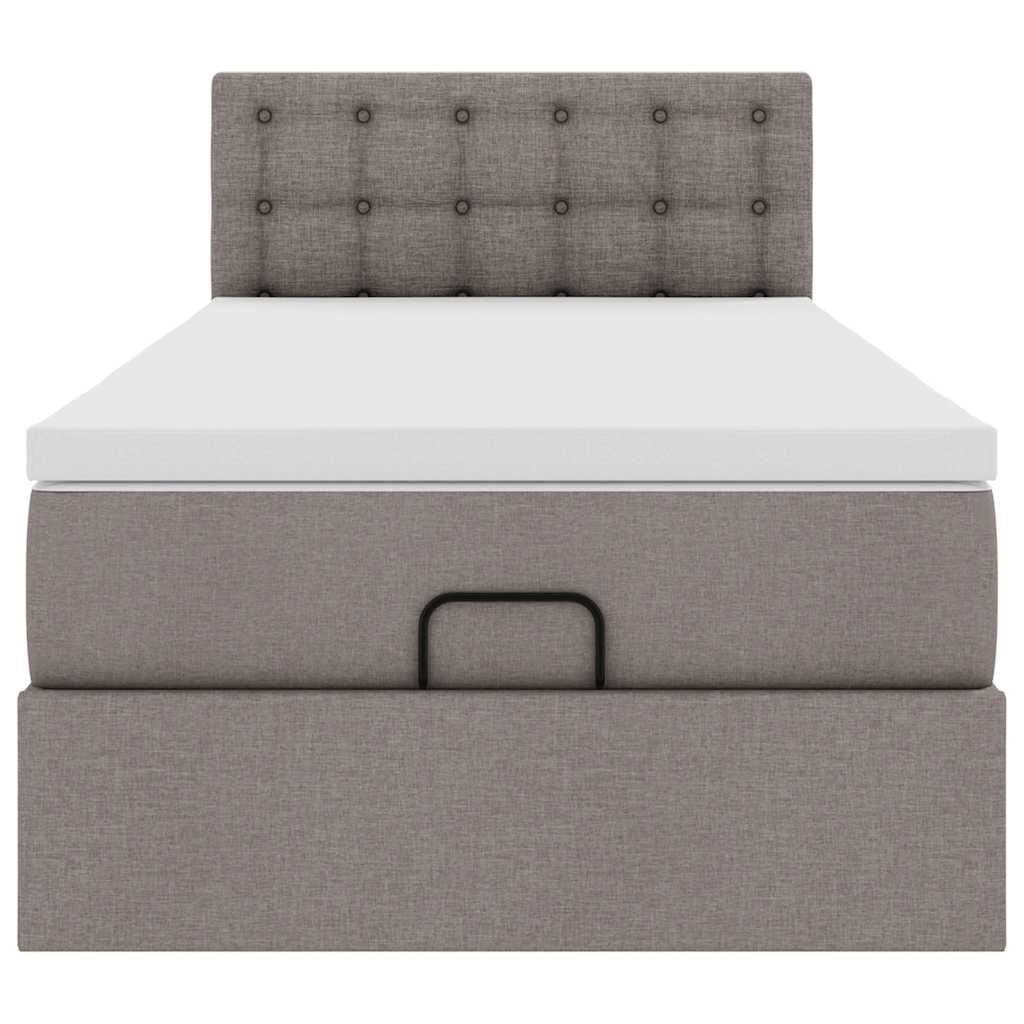 vidaXL Οθωμανικό κρεβάτι με στρώμα Taupe 100x200cm ύφασμα