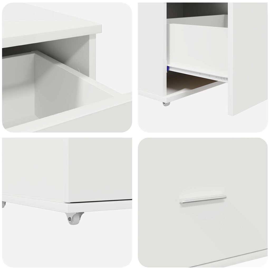 vidaXL Συρταριέρα με Ρόδες Λευκό 55x45x33.5 cm Επεξεργασμένο Ξύλο