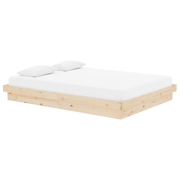 vidaXL Πλαίσιο Κρεβατιού 135 x 190 εκ. από Μασίφ Ξύλο Double