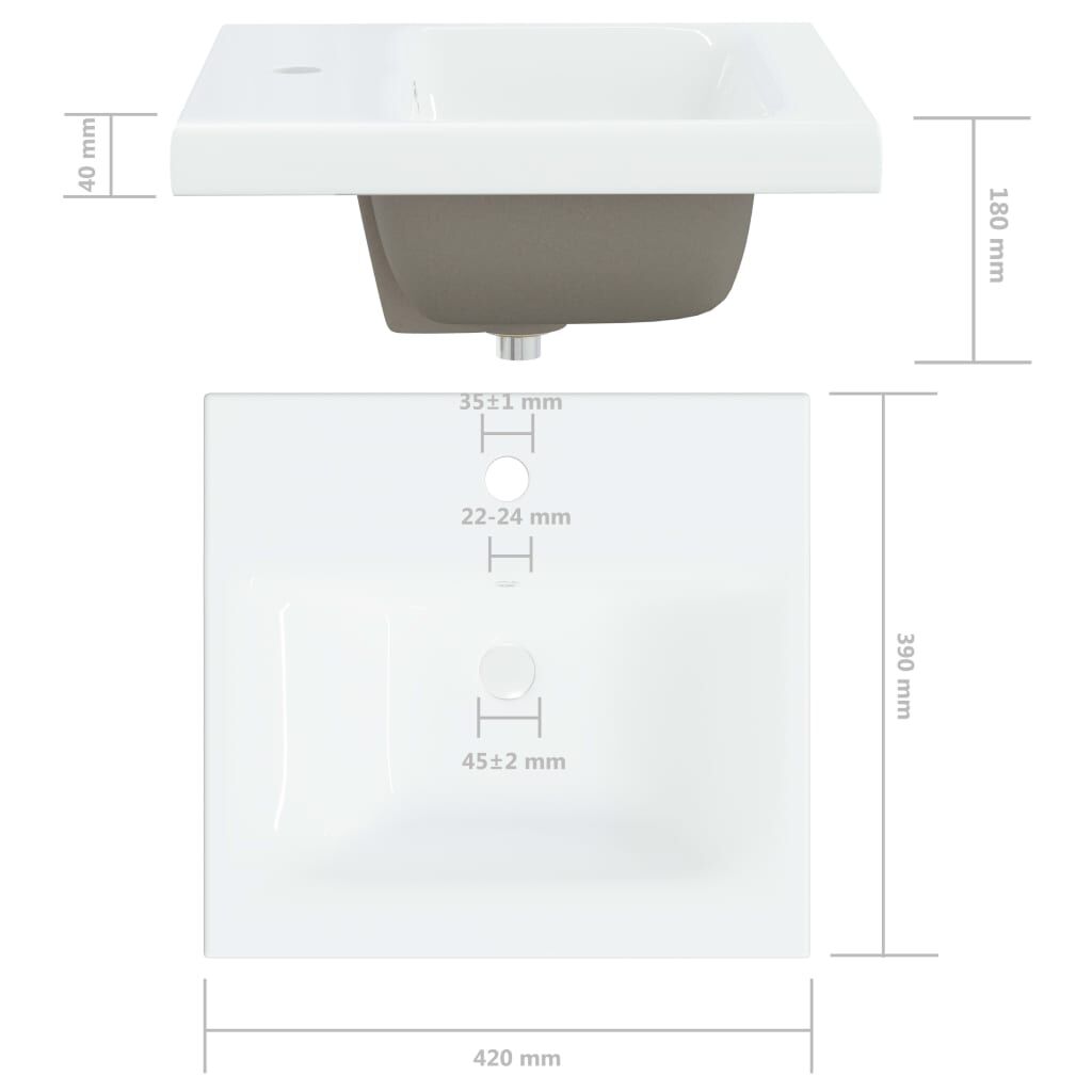 vidaXL Νιπτήρας Ένθετος Λευκός 42 x 39 x 18 εκ. Κεραμικός με Βρύση