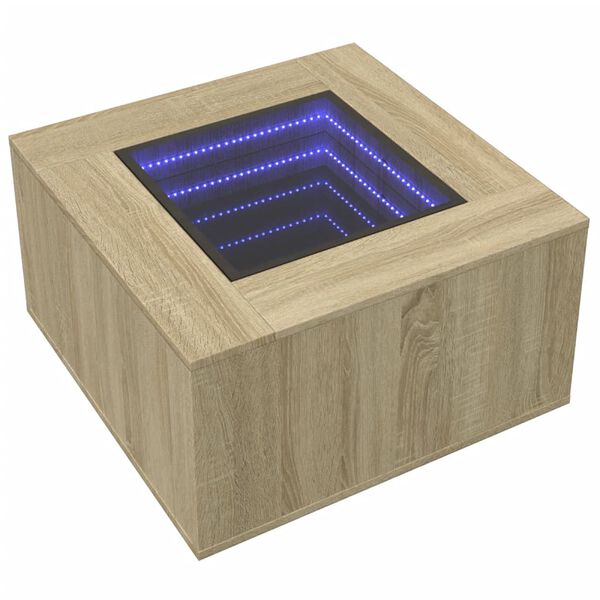 vidaXL Τραπεζάκι Σαλονιού με LED Δρυς 60x60x40 εκ. Επεξεργασμένο Ξύλο