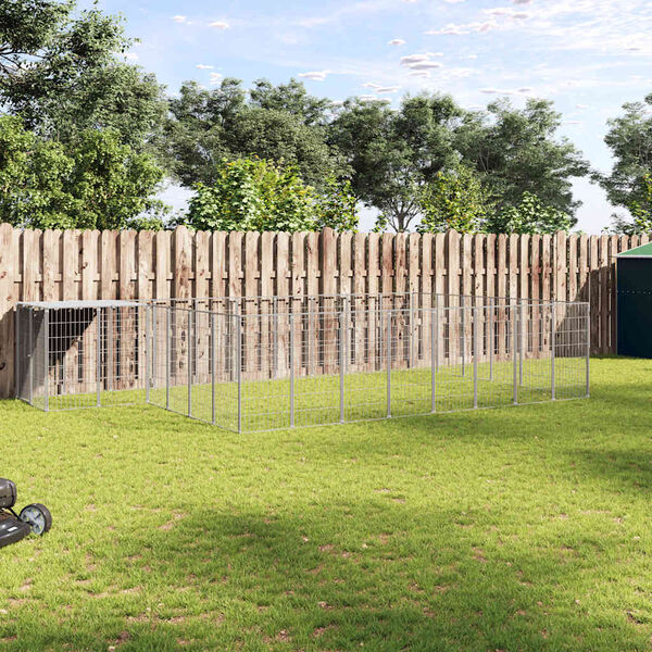 vidaXL Σπιτάκι Σκύλου Ασημί 15,73 μ² Ατσάλινο