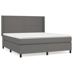 vidaXL Κρεβάτι Boxspring με Στρώμα Γκρι 180x200 εκ. Συνθετικό Δέρμα