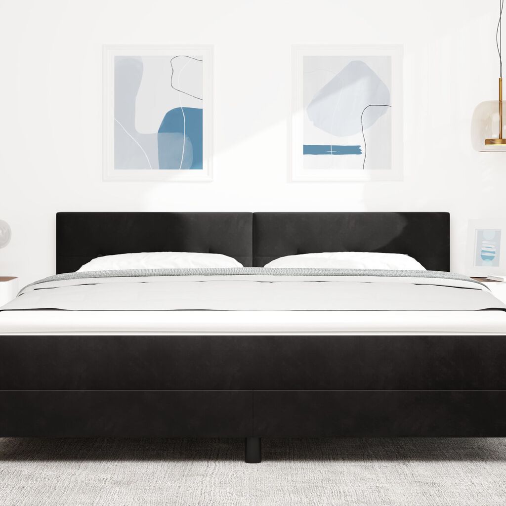 vidaXL LED Κεφαλάρι με Κουμπιά Μαύρο 90 εκ Βελούδο