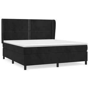vidaXL Κρεβάτι Boxspring με Στρώμα Μαύρο 160x200 εκ. Βελούδινο
