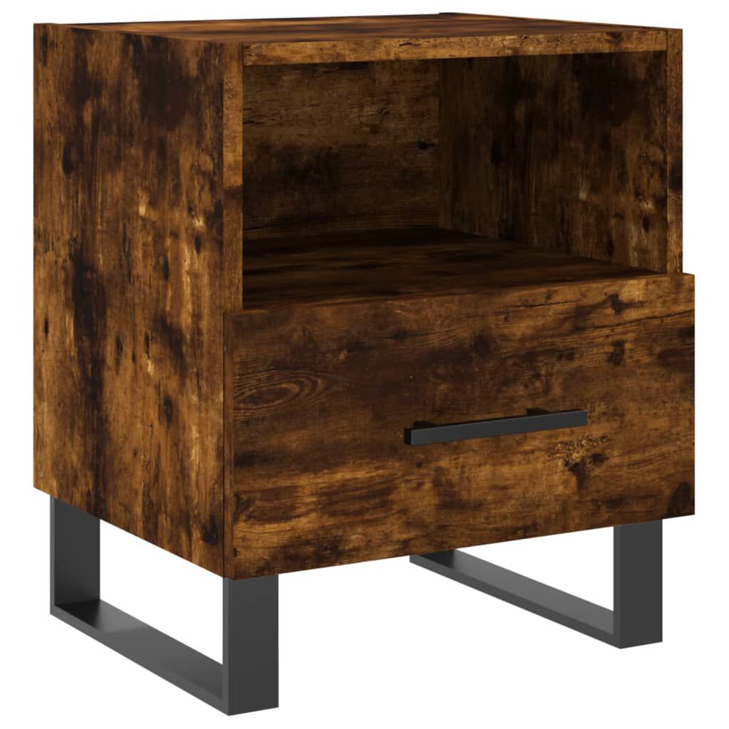 vidaXL Κομοδίνα 2 τεμ. Καπνιστή Δρυς 40 x 35 x 47,5 εκ. Επεξεργ. Ξύλο