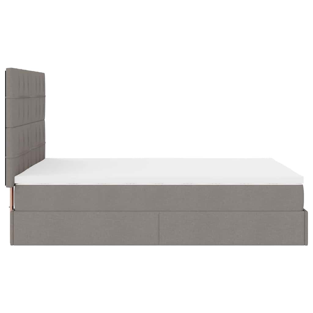 vidaXL Οθωμανικό κρεβάτι με στρώμα Taupe 140x200cm ύφασμα