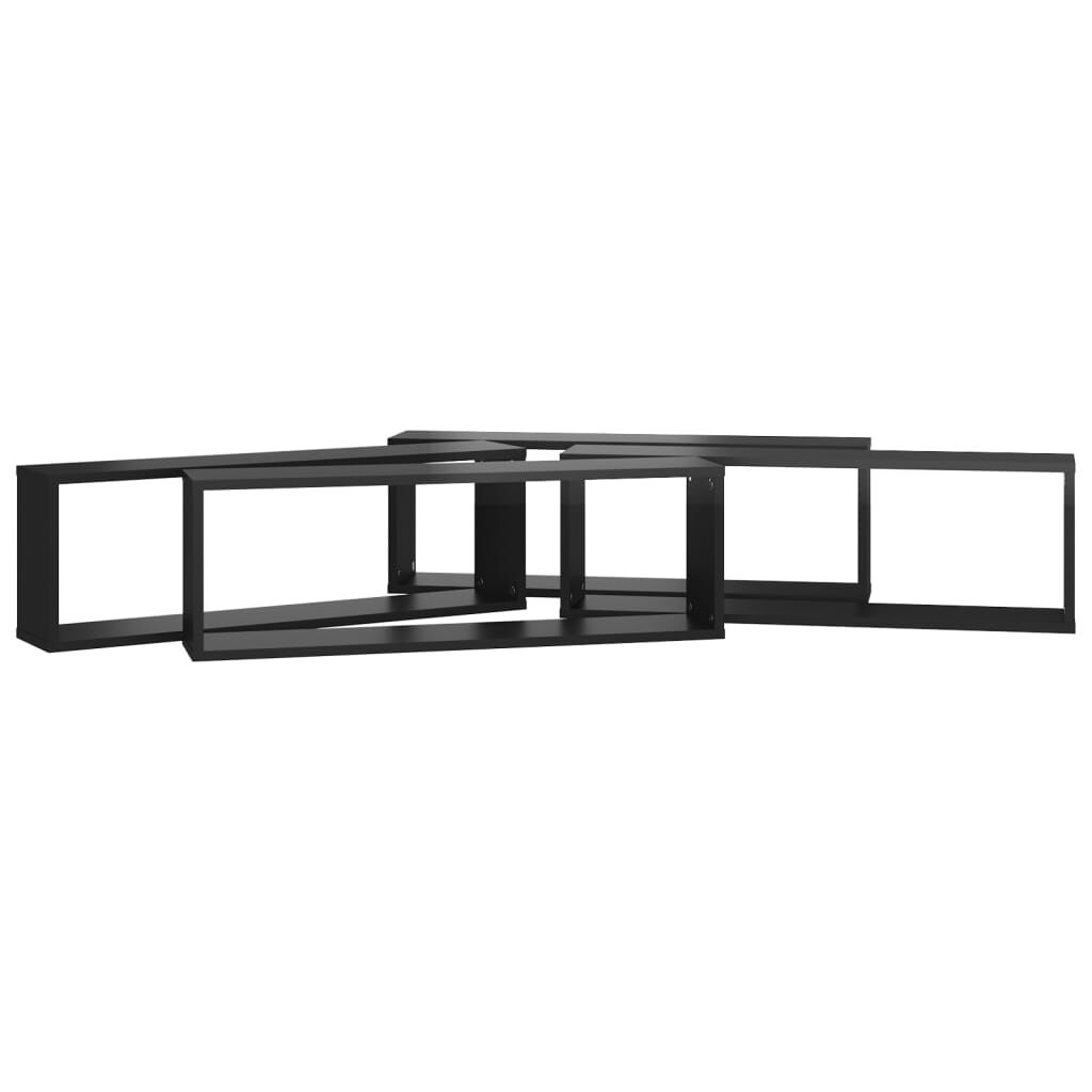 vidaXL Ράφια Κύβοι Τοίχου 4 τεμ. Γυαλ. Μαύρο 80x15x26,5εκ. Μοριοσανίδα