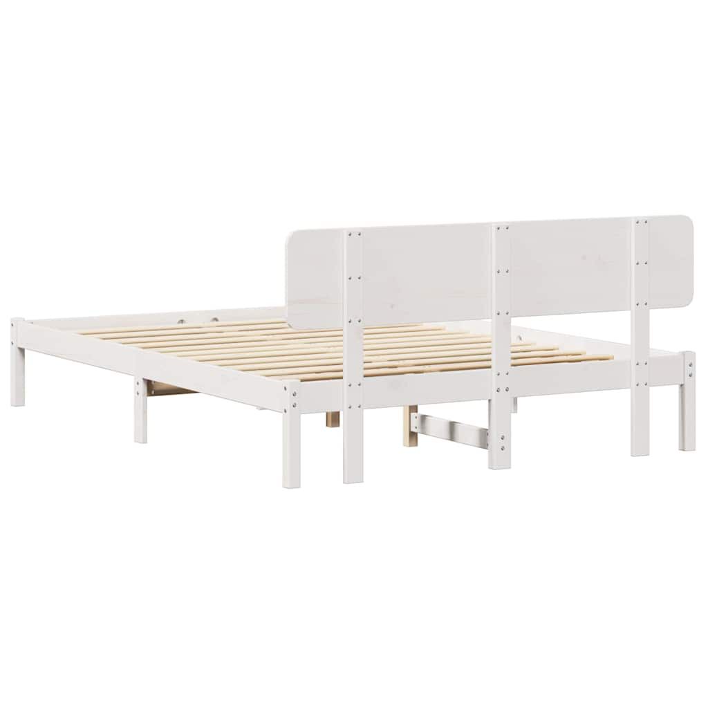 vidaXL Σκελετός Κρεβατιού Λευκό 140 x 200 cm Μασίφ ξύλο πεύκου