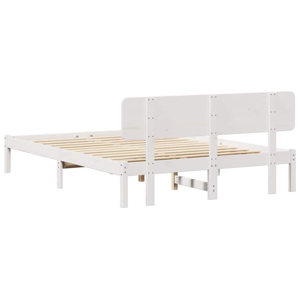 vidaXL Σκελετός Κρεβατιού Λευκό 140 x 200 cm Μασίφ ξύλο πεύκου