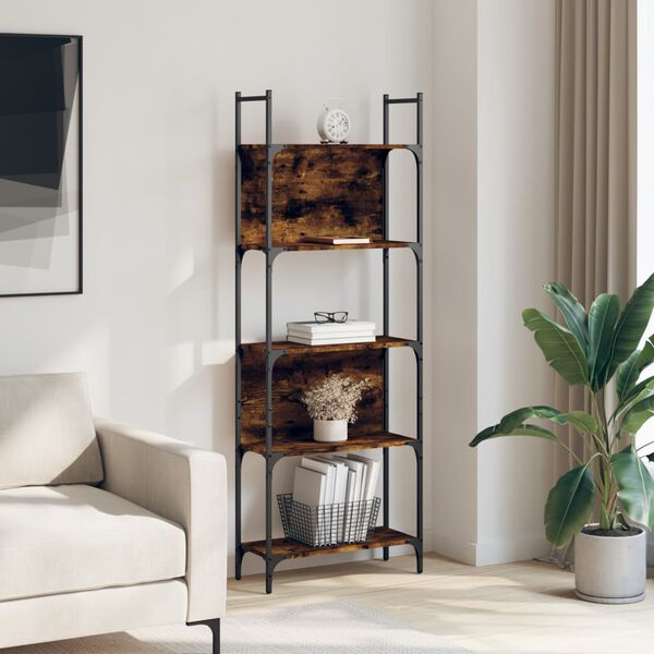vidaXL Βιβλιοθήκη Καπνιστή Δρυς 155,5x24x166,5 εκ. Επεξεργασμένο Ξύλο