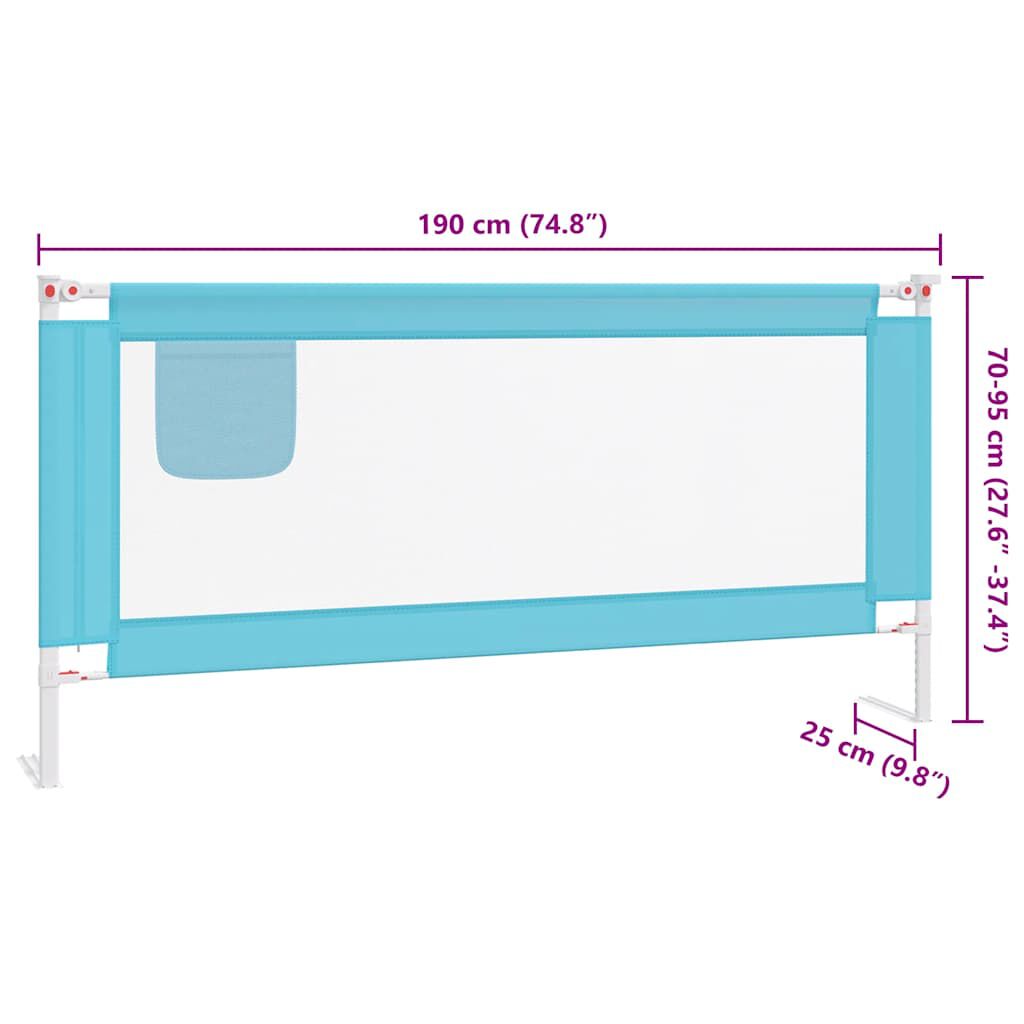 vidaXL Μπάρα Κρεβατιού Προστατευτική Μπλε 190 x 25 εκ. Υφασμάτινη