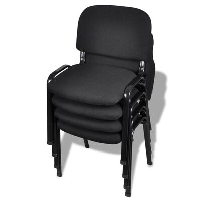 vidaXL Καρέκλες Επισκέπτη Στοιβαζόμενες 4 τεμ. Μαύρες Υφασμάτινες