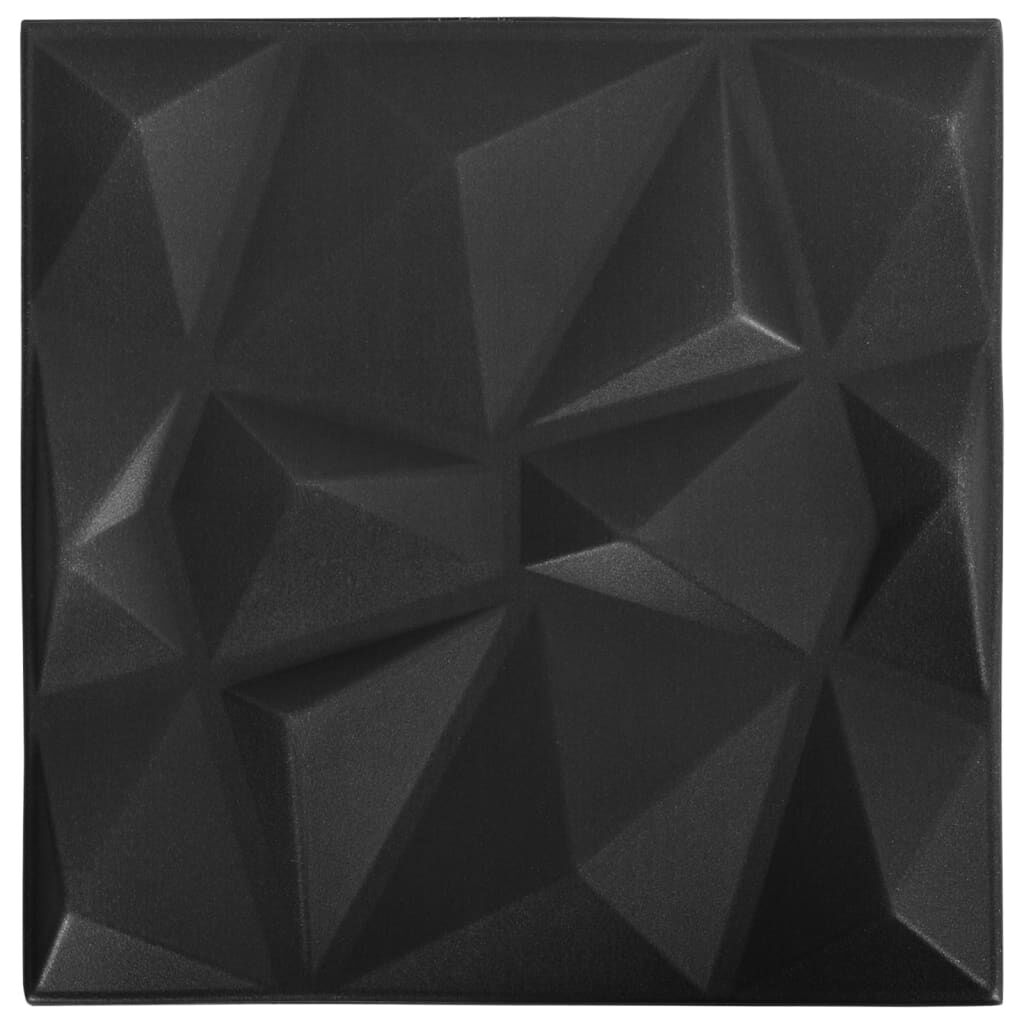 vidaXL Πάνελ Τοίχου 3D 24 τεμ. Μαύρο Διαμαντιού 50 x 50 εκ. 6 μ²