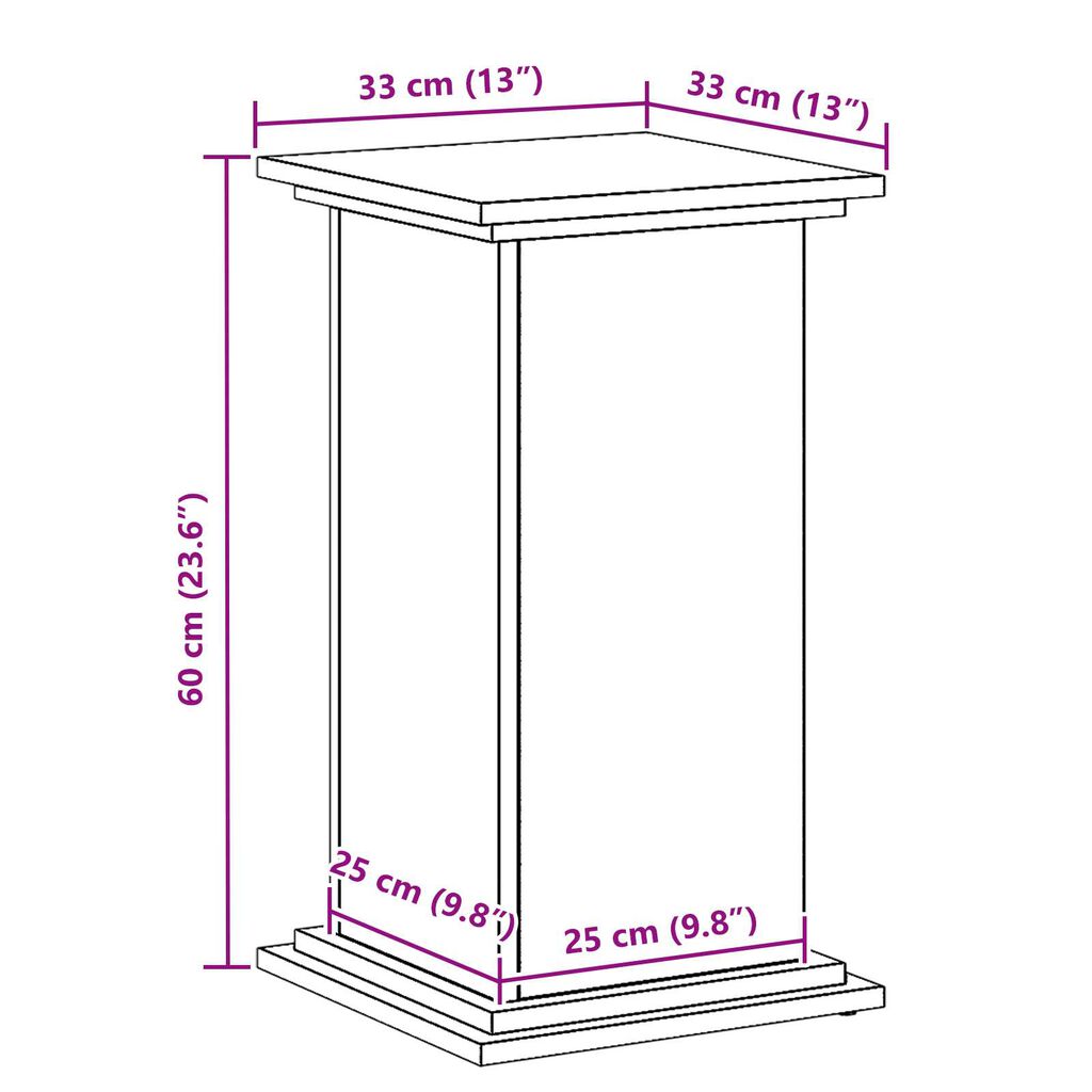 vidaXL Βάση Φυτών Μαύρης Δρυός 33x33x60 εκ. Φτιαγμένο από Ξύλο