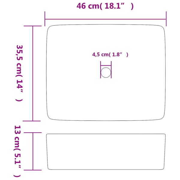 vidaXL Νιπτήρας Ορθογώνιος Καφέ/Μπλε 46 x 35,5 x 13 εκ. Κεραμικός