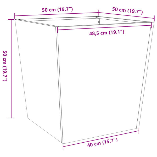 vidaXL Ζαρντινιέρα Κήπου 50x50x50 εκ Ατσάλι Σκληρυθέν στον Αέρα