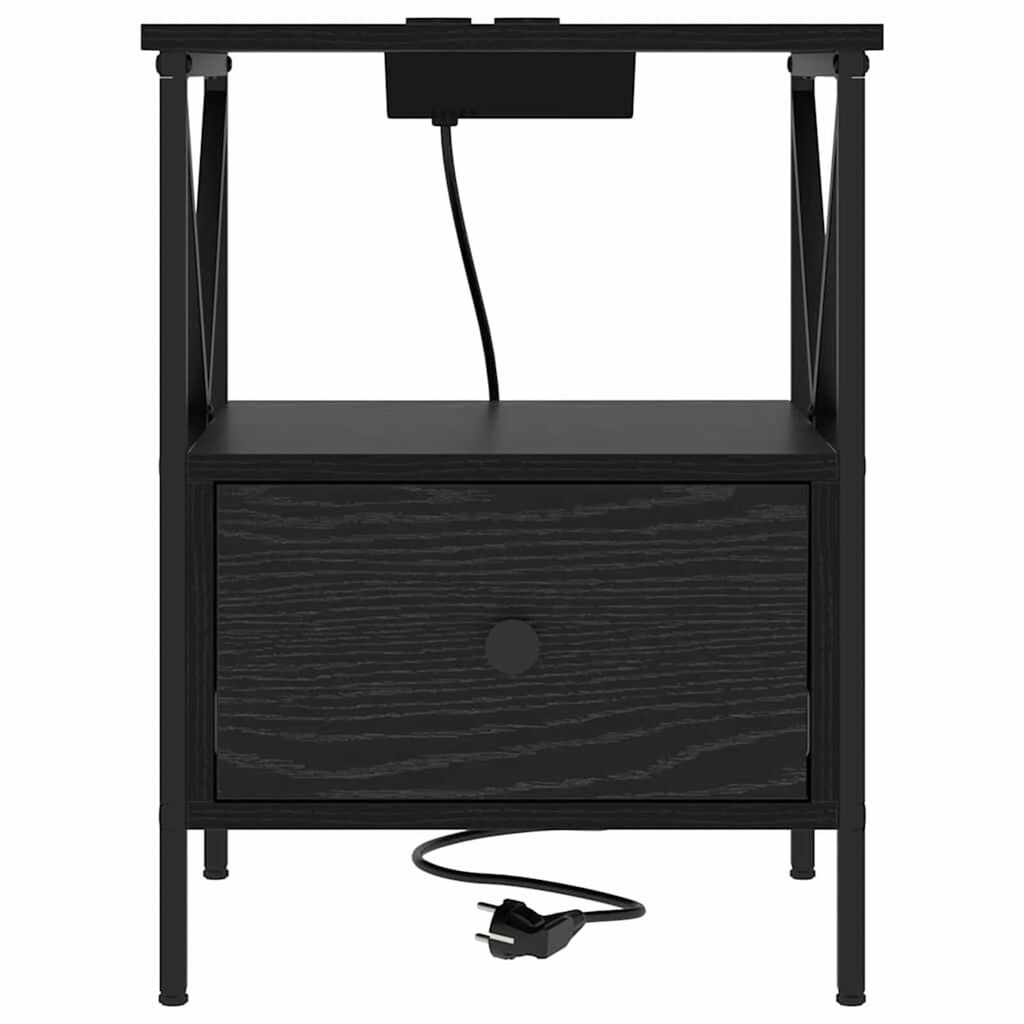 vidaXL Κομοδίνο Μαύρη δρυς 41.5 x 40.5 x 55 εκ. Επεξεργασμένο ξύλο