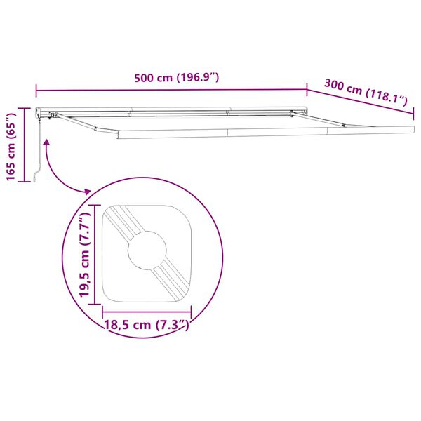 vidaXL Τέντα Πτυσσόμενη Χειροκίνητη Καφέ 500x300 εκ.