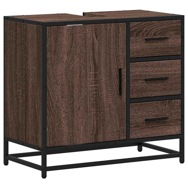 vidaXL ντουλάπι νιπτήρα μπάνιου καφέ δρυς 65x33x60 cm