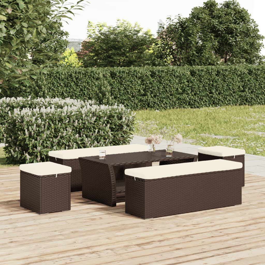 vidaXL Σκαμπό με Μαξιλάρι Καφέ 110 x 30 x 40 εκ. από Συνθετικό Ρατάν