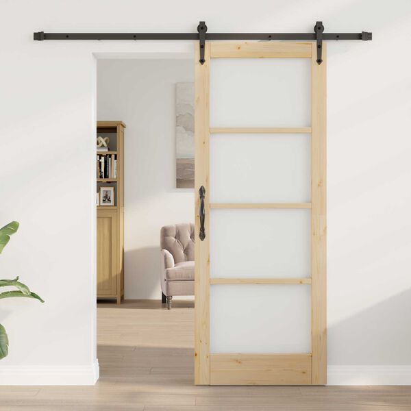 vidaXL Ολισθητή Πόρτα Καφέ 78 x 202 εκ. Ξύλο και μέταλλο