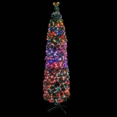 vidaXL Χριστουγεν. Δέντρο Slim Τεχνητό με Βάση / Οπτικές Ίνες 150 εκ.