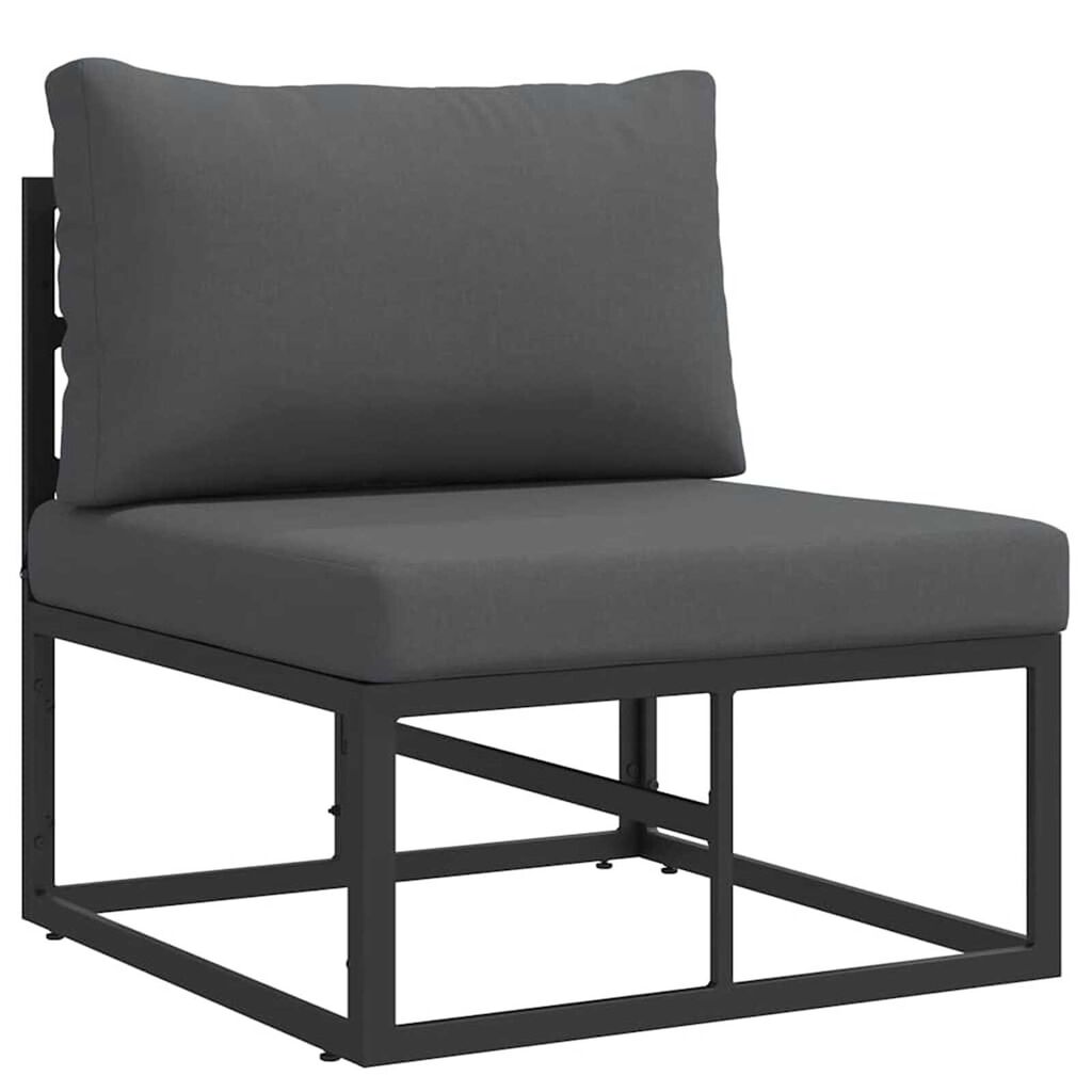 vidaXL Εξωτερικά Έπιπλα με μαξιλάρι με μαξιλάρι 3 pcs Μαύρο Αλουμίνιο