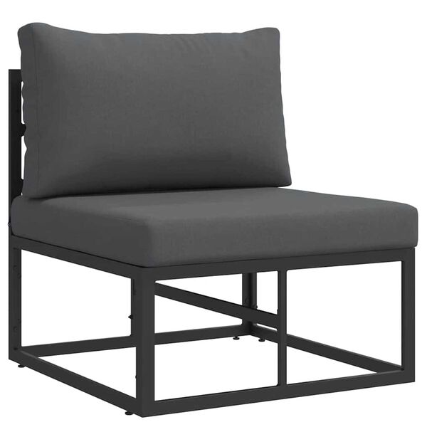 vidaXL Εξωτερικά Έπιπλα με μαξιλάρι με μαξιλάρι 3 pcs Μαύρο Αλουμίνιο