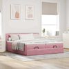 vidaXL Οθωμανικό κρεβάτι με στρώματα ροζ 200x200cm Velvet