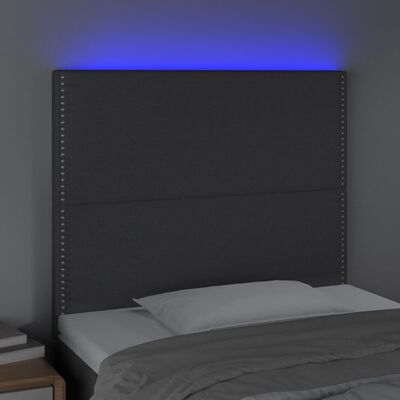 vidaXL Κεφαλάρι Κρεβατιού LED Σκούρο Γκρι 100x5x118/128εκ. Υφασμάτινο