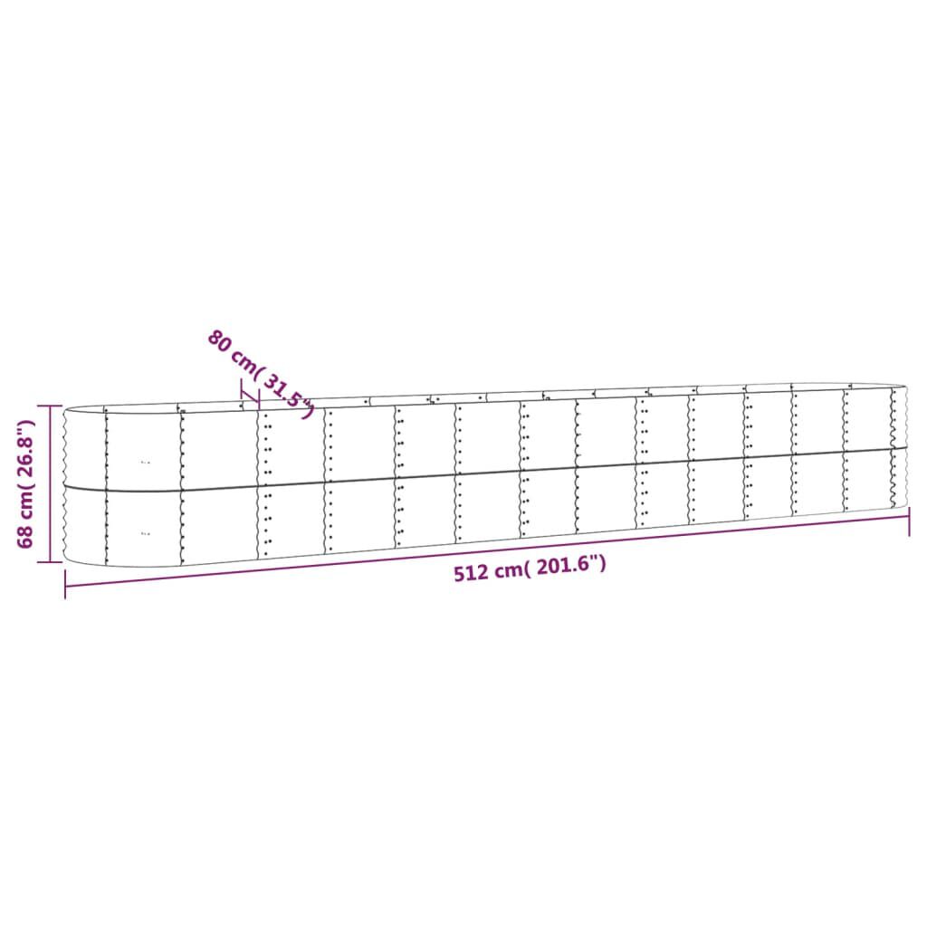 vidaXL Ζαρντινιέρα Γκρι 512x80x68 εκ. Ατσάλι με Ηλεκτρ. Βαφή Πούδρας