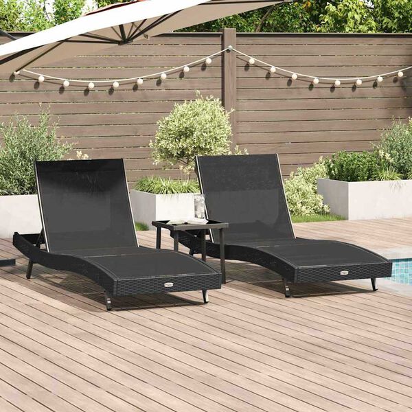 vidaXL Ήλιος Λάουτζερ 3 pcs Μαύρο 40 x 40 x 40.5 εκ συνθετικό ρατάν