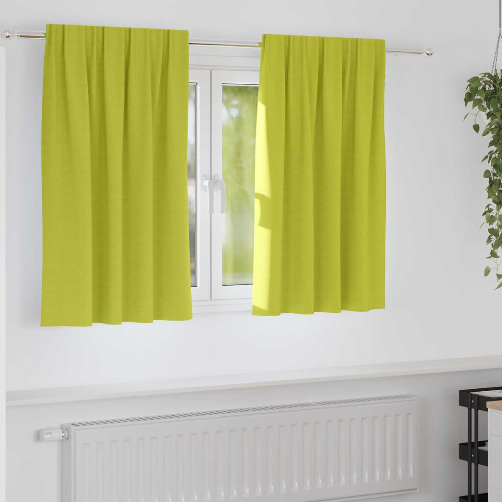 vidaXL Κουρτίνες με κουρτίνες 2 pcs Λαχανί 140 x 140 cm Πολυεστέρας