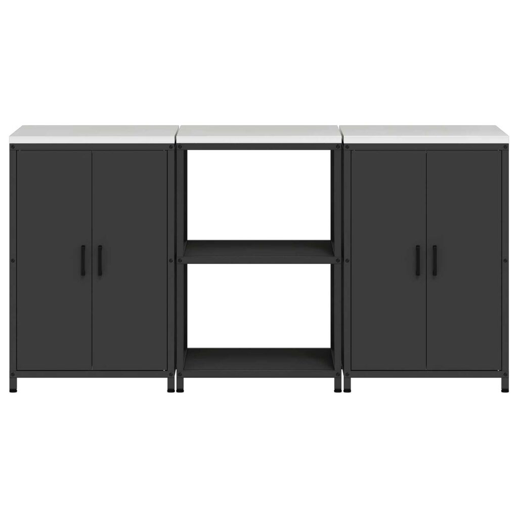 vidaXL Σετ Αποθήκευσης Κουζίνας με ράφι 3 pcs Μαύρο 180 x 50 x 92 εκ.