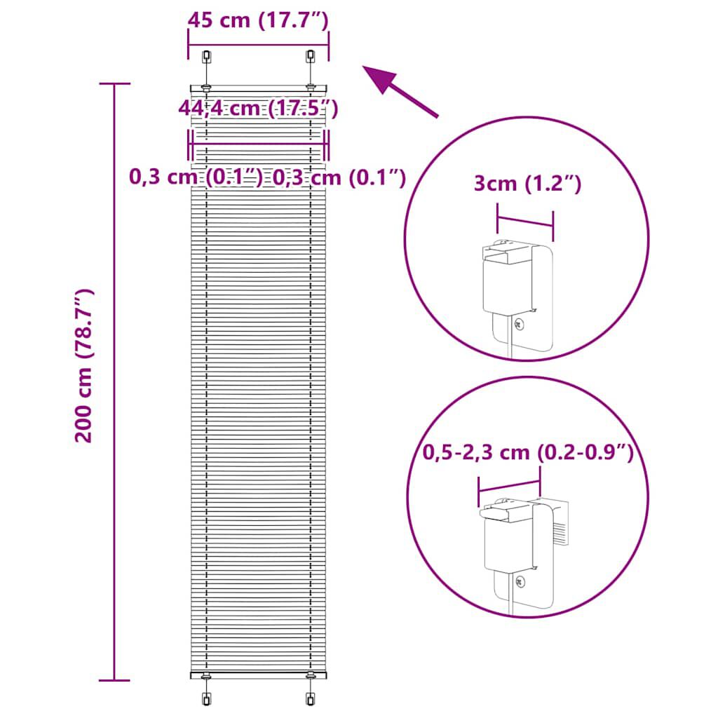 vidaXL Πλισέ περσίδα Ανθρακί 45x200 cm Πλάτος υφάσματος 44,4 cm