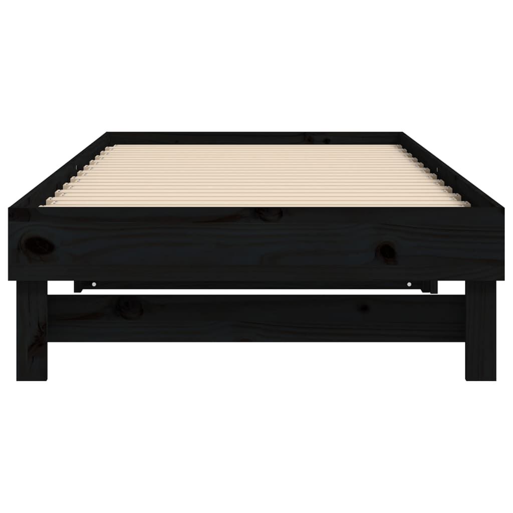 vidaXL Καναπές Κρεβάτι Συρόμενος Μαύρος 2x(100x200)εκ. από Μασίφ Πεύκο