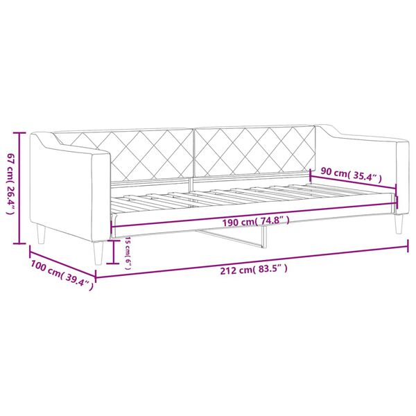 vidaXL Καναπές Κρεβάτι Ανοιχτό Γκρι 90 x 190 εκ. Υφασμάτινος