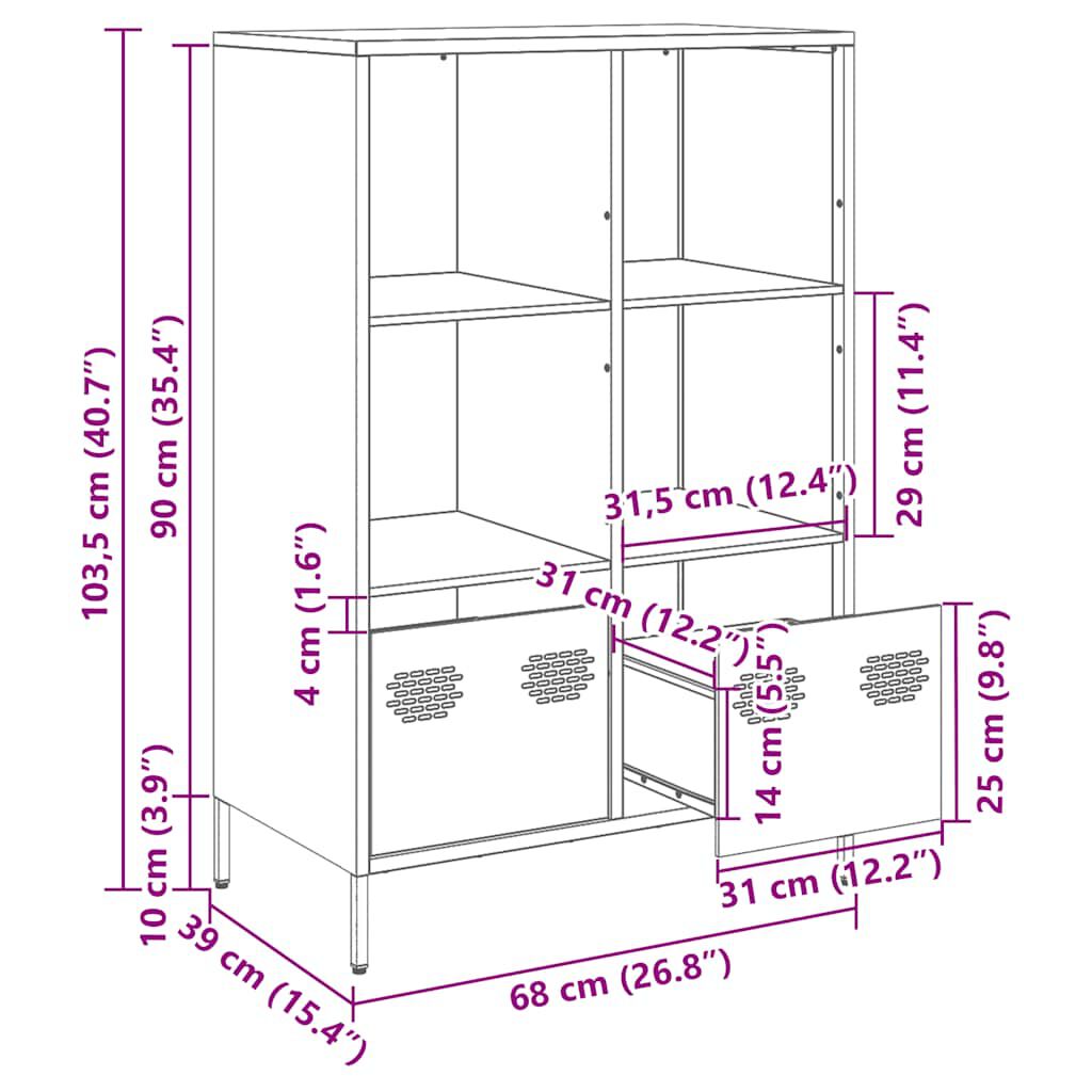 vidaXL Ντουλάπα Λευκό 68x39x103,5 εκ. από Χάλυβα