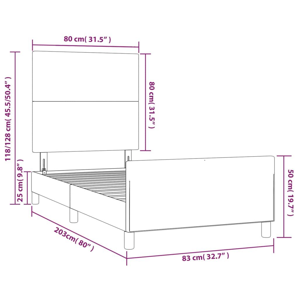 vidaXL Πλαίσιο Κρεβατιού με Κεφαλάρι Γκρι 80x200 εκ. Συνθετικό Δέρμα