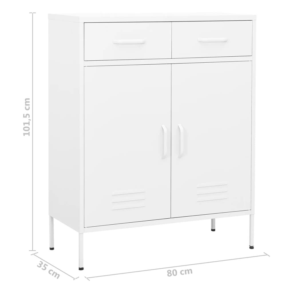 vidaXL Ντουλάπι Αποθήκευσης Λευκό 80 x 35 x 101,5 εκ. από Ατσάλι