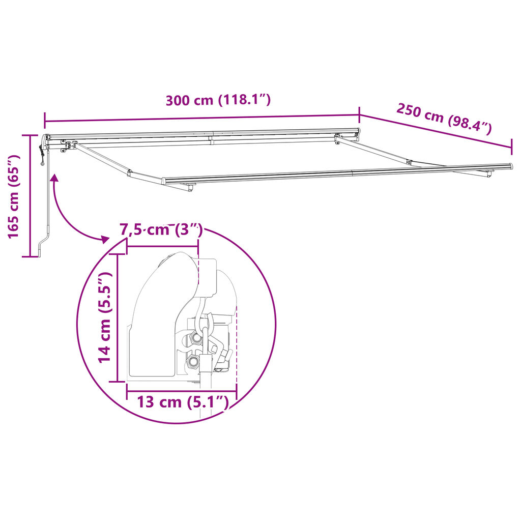 vidaXL Αυτόματη Αναδιπλούμενη Τέντα Λευκή 300x250 εκ.