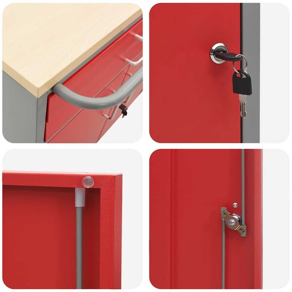 vidaXL Εργαστήριο με συρτάρι Κόκκινο και γκρι 75 x 45 x 85 εκ.