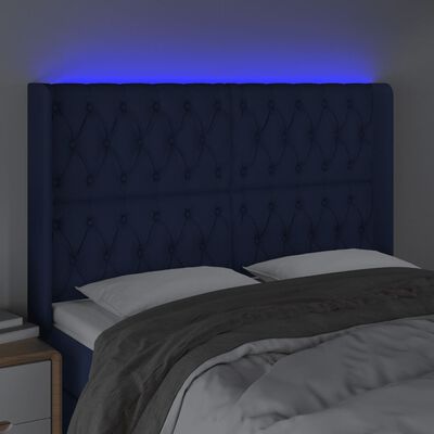 vidaXL Κεφαλάρι Κρεβατιού LED Μπλε 163x16x118/128 εκ. Υφασμάτινο
